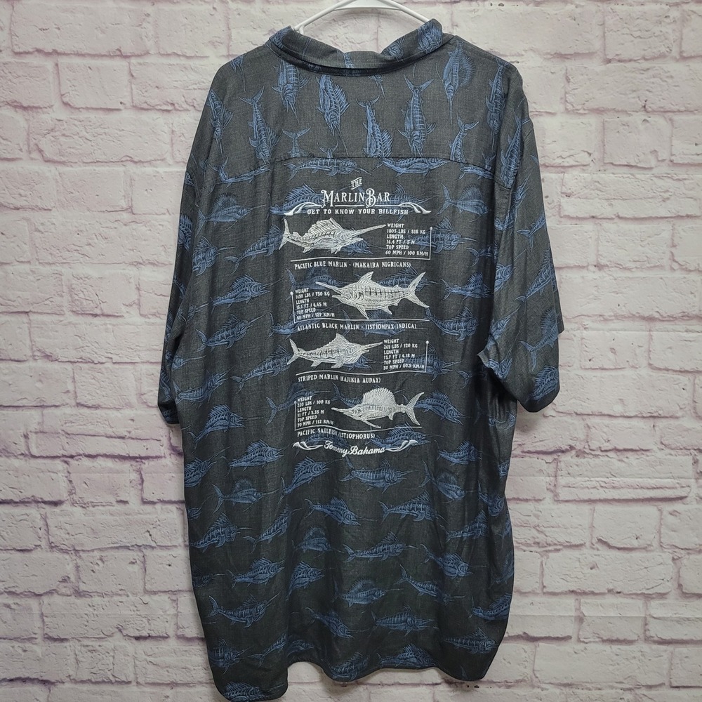 Tommy Bahama Billfish Billboard Camp Shirt 2XLT 100% Silk Fishing Coastal Artist